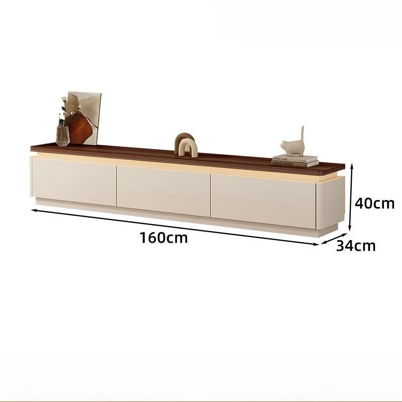 

TV cabinet coffee table combination light luxury modern simple living room household small apartment floor retro cream style