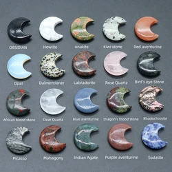 1pc 30x26mm Moon Ornament Natural Crystal Amethyst Agate Stone Crescent Shape Diy No Hole Moon Jewelry Making Accessory Material