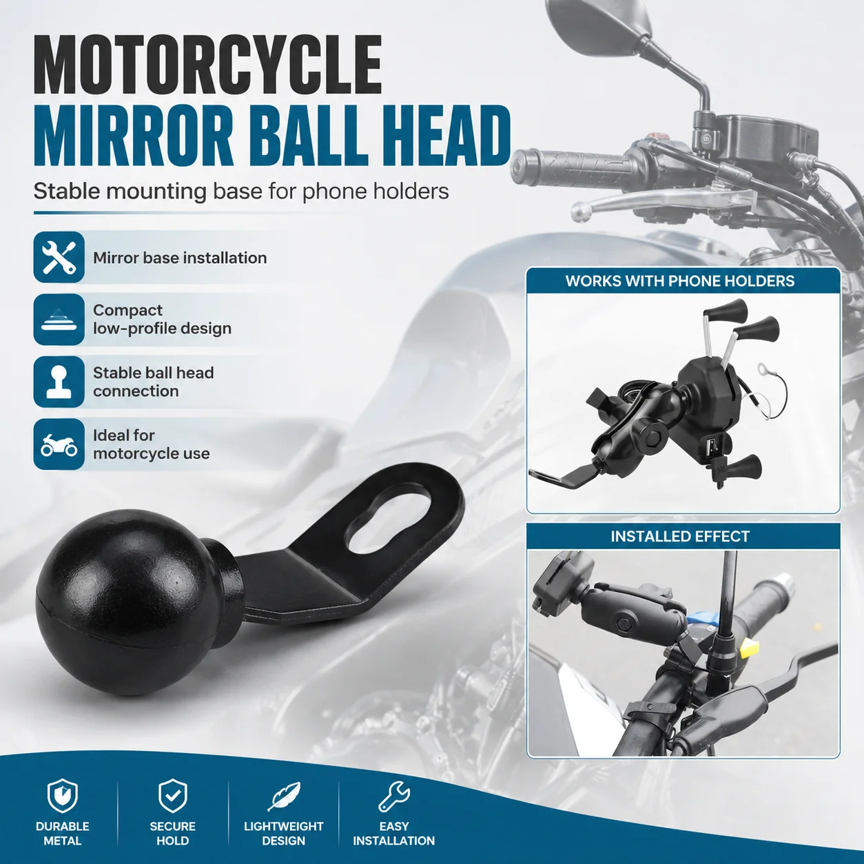 Motorcycle Phone GPS Holder 11mm Ball Adapter Mount Base Universal Cell Phone Bracket Modification Parts