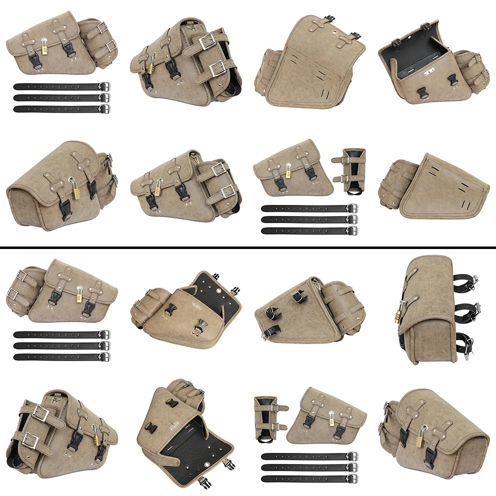 Motorcycle Saddlebags Side Tool Bag PU Leather Luggage Saddle Bag Fit For Harley Sportster XL 883 Hugger Sportster Universal