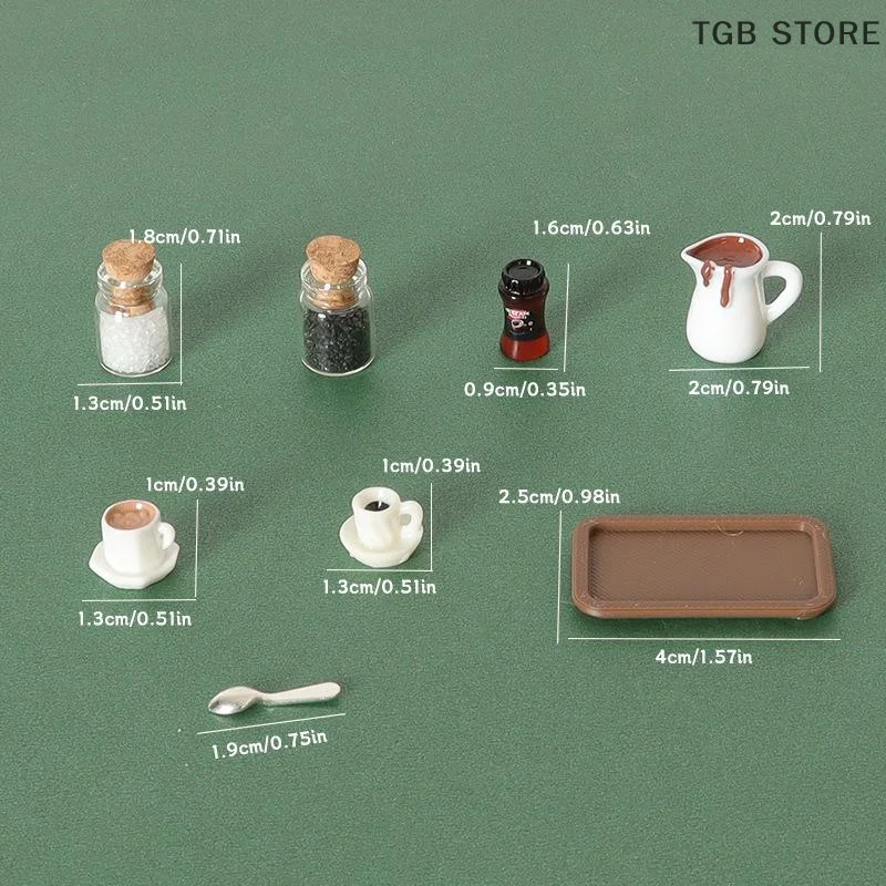 1Set Dollhouse Coffee Cup Decorative Tray Plate Model Accessories Desktop Scene Simulation Micro Model Parts Handmade Miniature