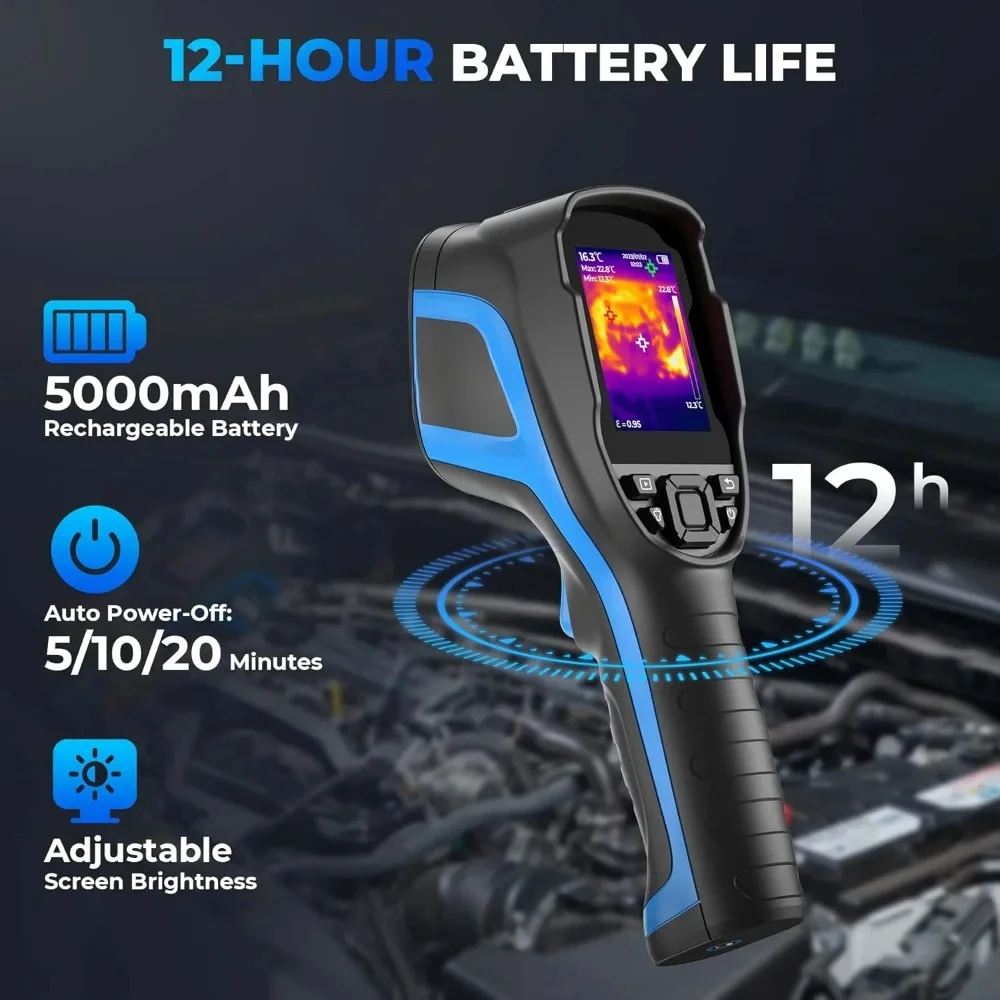 TC004 Thermal Imaging Camera, 256 x 192 IR High Resolution 12-Hour Battery Life Handheld Infrared Camera with PC Analysis