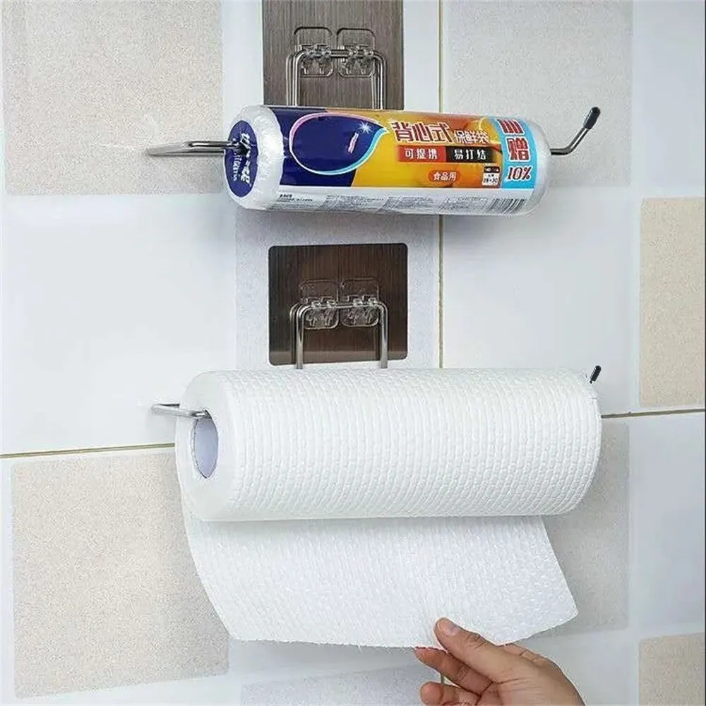 2PCS Küche Papier Handtuch Halter Klebstoff Wc Papier Rack Handtuch Aufhänger Tissue Dispenser Rolle Serviette Schrank Lagerung Zubehör