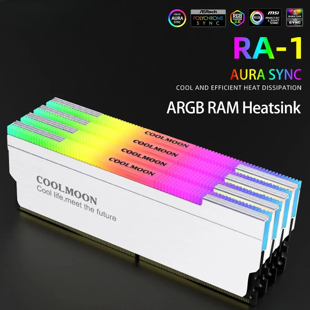 Heat Dissipation 5V-3PIN ARGB RAM Heatsink Spreader Cooler Memory Cooling Vest with Thermal Silicone Pad for Desktop Computer PC image 4