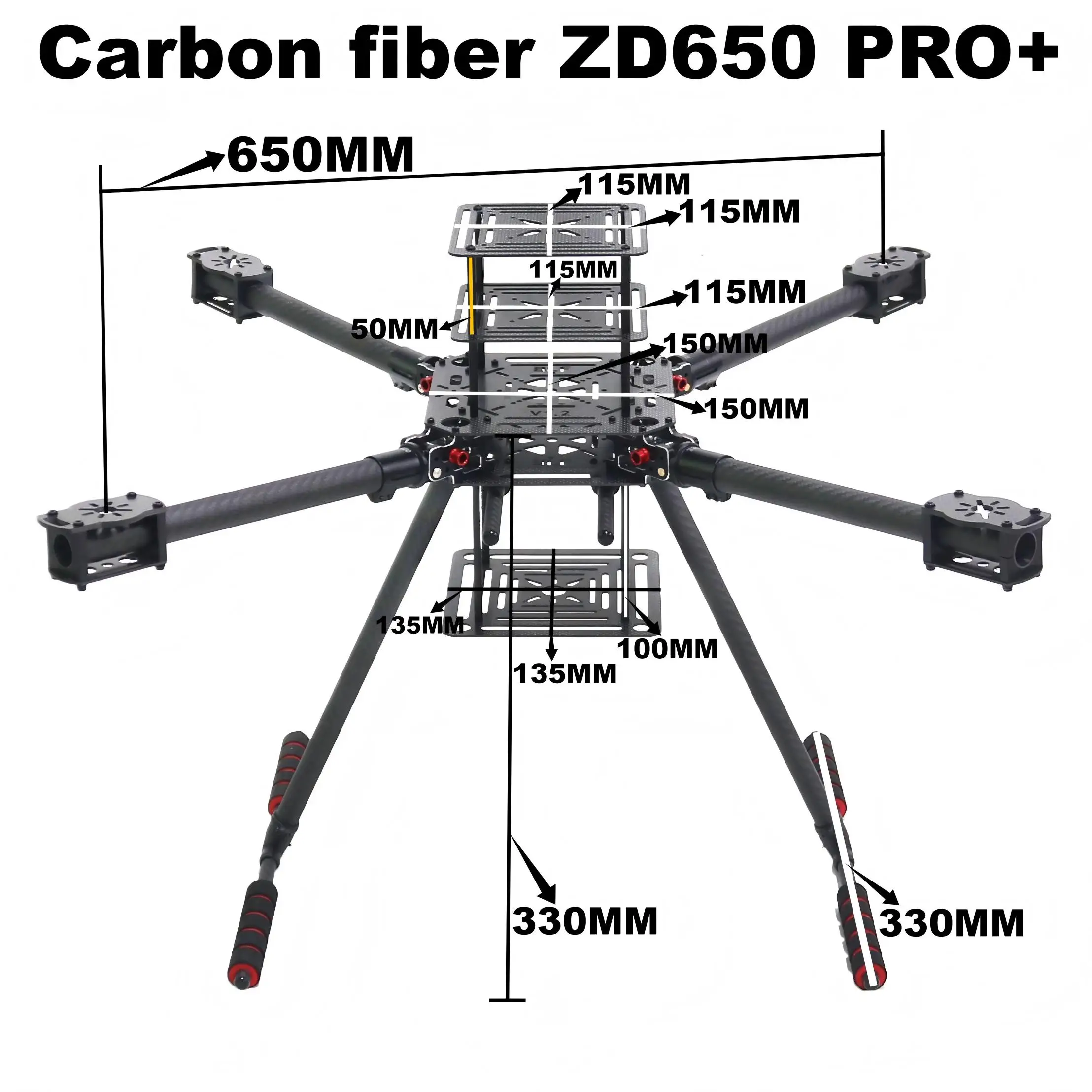 RCtoSky ZD650 PRO+ 650mm Ardupilot Pixhawk カーボンファイバー クアッドコプターフレーム FPV クアッド カーボンファイバー ランディングスキッド モーター 40A ESC付き