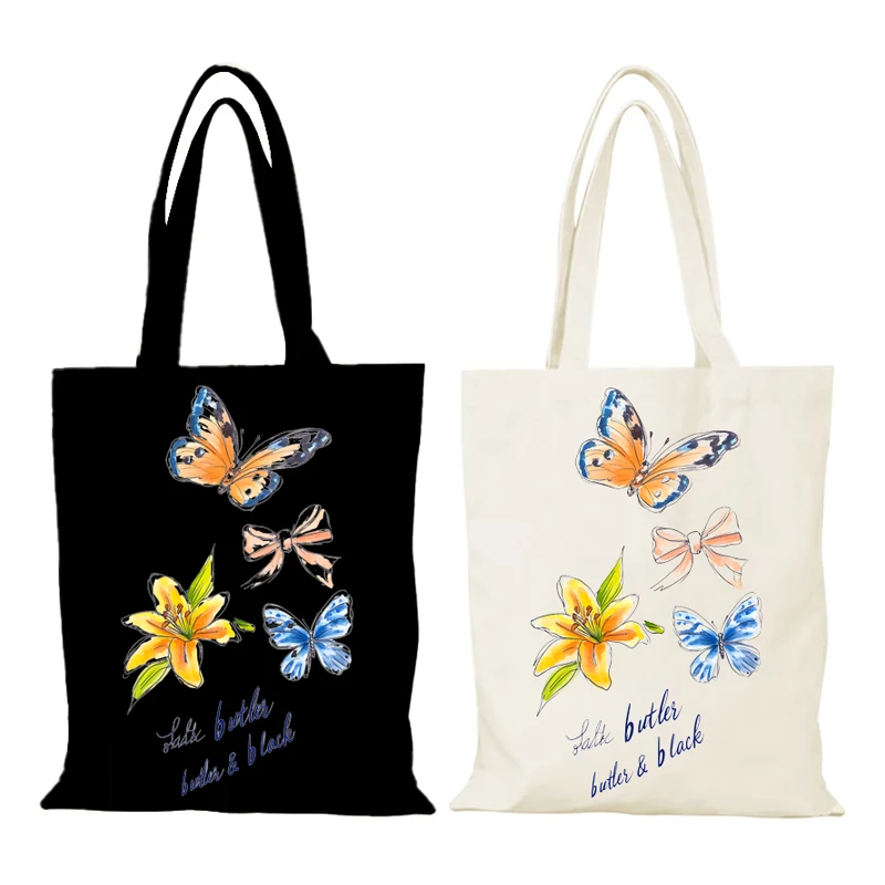 Canvas Tote Bag Flowers Lady Bags for Woman Fashion New Handbags Folding Shopping Bag Women's Handbag Eco Shopper Cloth Shoulder