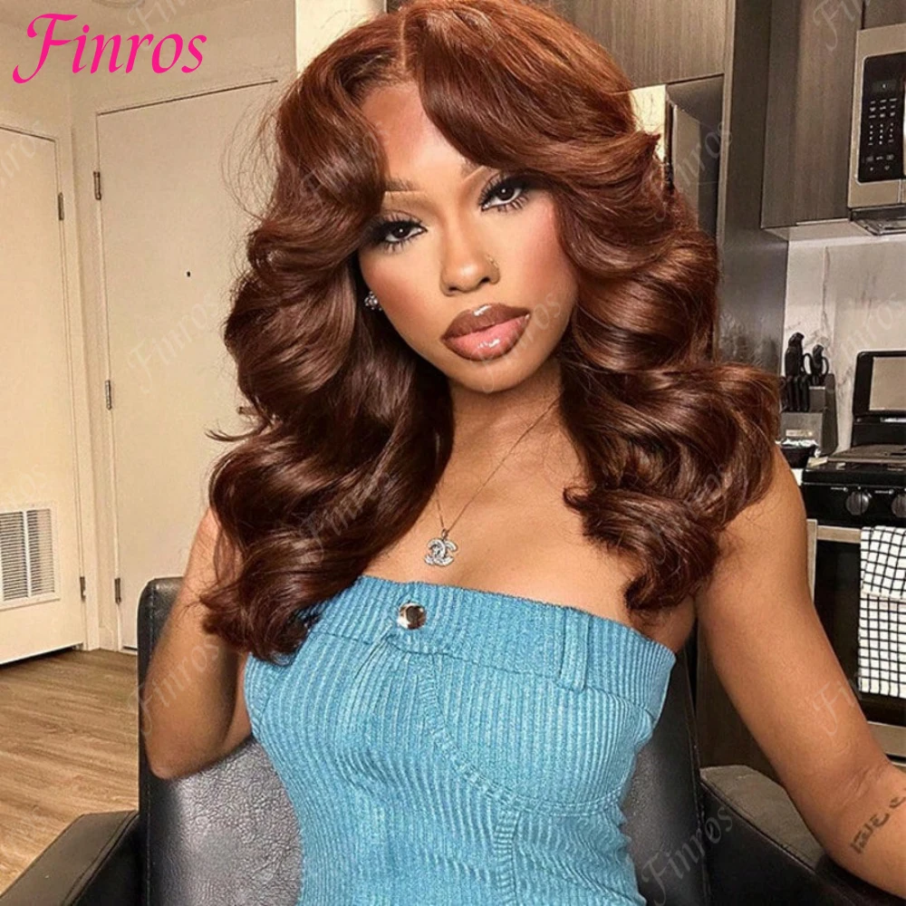 200 Density #4 Chocolate Brown Body Wave Human Hair Wig 13x6 HD Lace Frontal Human Hair Wigs 36 Inch Remy Hair Wigs For Women