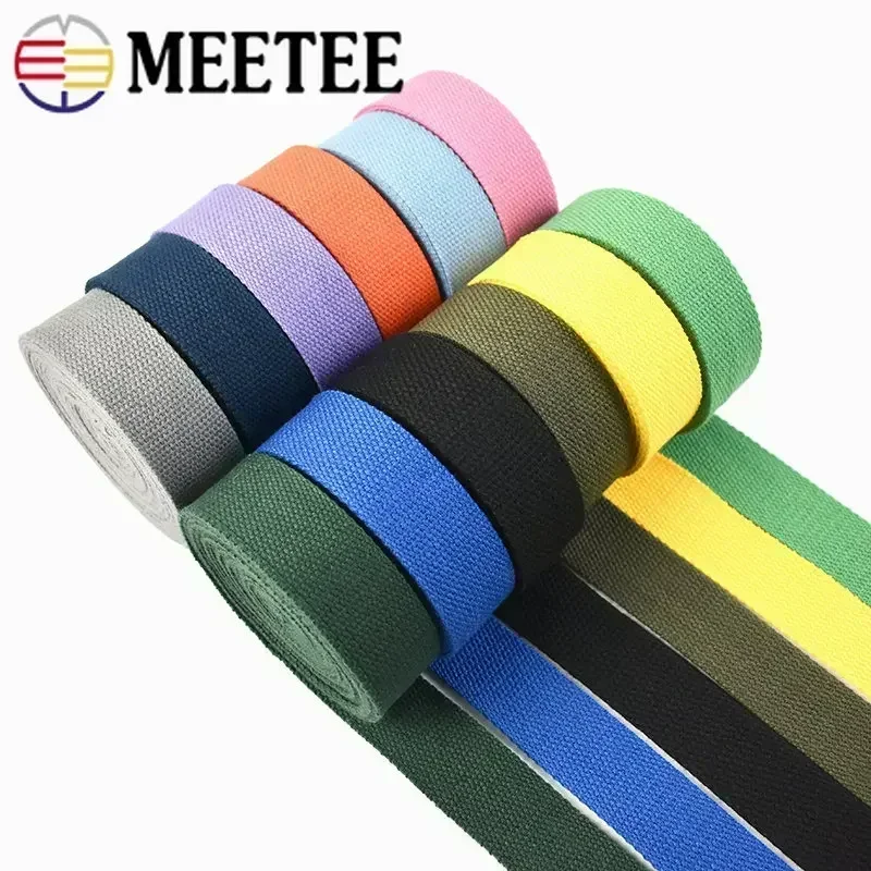 4Meters 1.3mm Thick Cotton Webbing Tapes 20-50MM Backpacks Strap Band Garment Ribbons Belt DIY Sewing Decoration Accessories