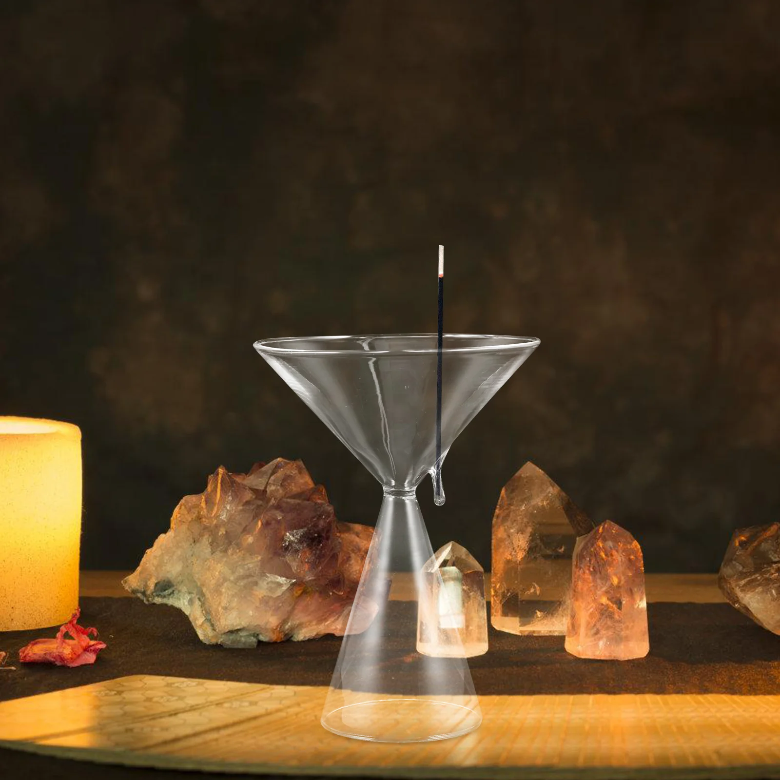 

Transparent Glass Incense Stick Holder Modern Minimalist Design for Home Bedroom Yoga Decor Desktop Censer Ornament Burner