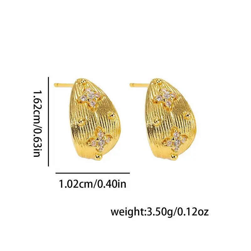 ANENJERY أربع أوراق زهرة الزركون أقراط للنساء تصميم فاخر بسيط دقيق تنوعا مجوهرات هدايا حفلة بالجملة