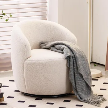 Image Living Room Chair, 360° Small Single Sofa Armchair, Modern Comfy Round Sofa Chairs, Swivel Barrel Living Room Chair