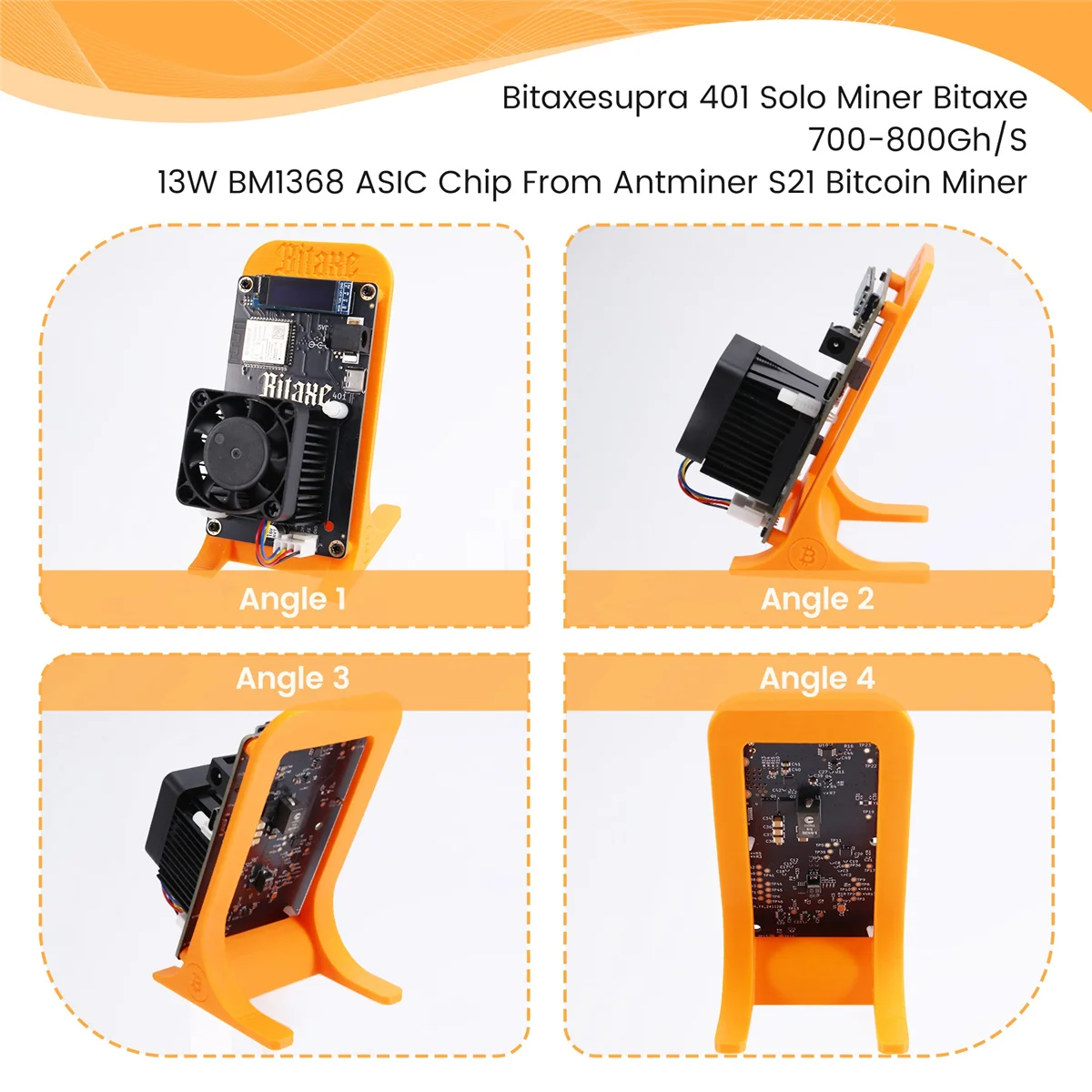 T48C_Bitaxesupra 401 솔로 광부 비트코인 ​​광부(스탠드 영국 플러그 포함)