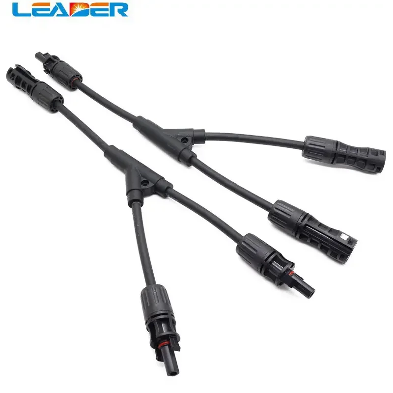 LEADERSOLAR 5 Pair 1500V Pv Solar 2 To1 Y Branch Connector Approval /TUV Standard with 6mm2 Solar Cable for Solar Pv