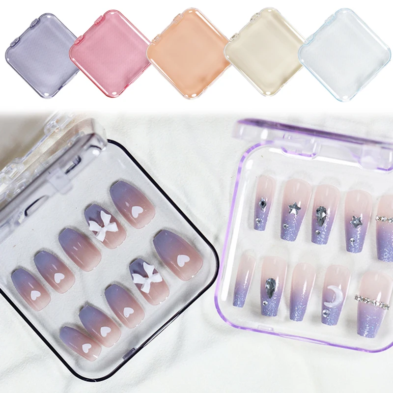 Press On Nail Storage Box False Nail Transparent Container Box Portable Plastic Manicure Display Holder Accessories DIY Gift