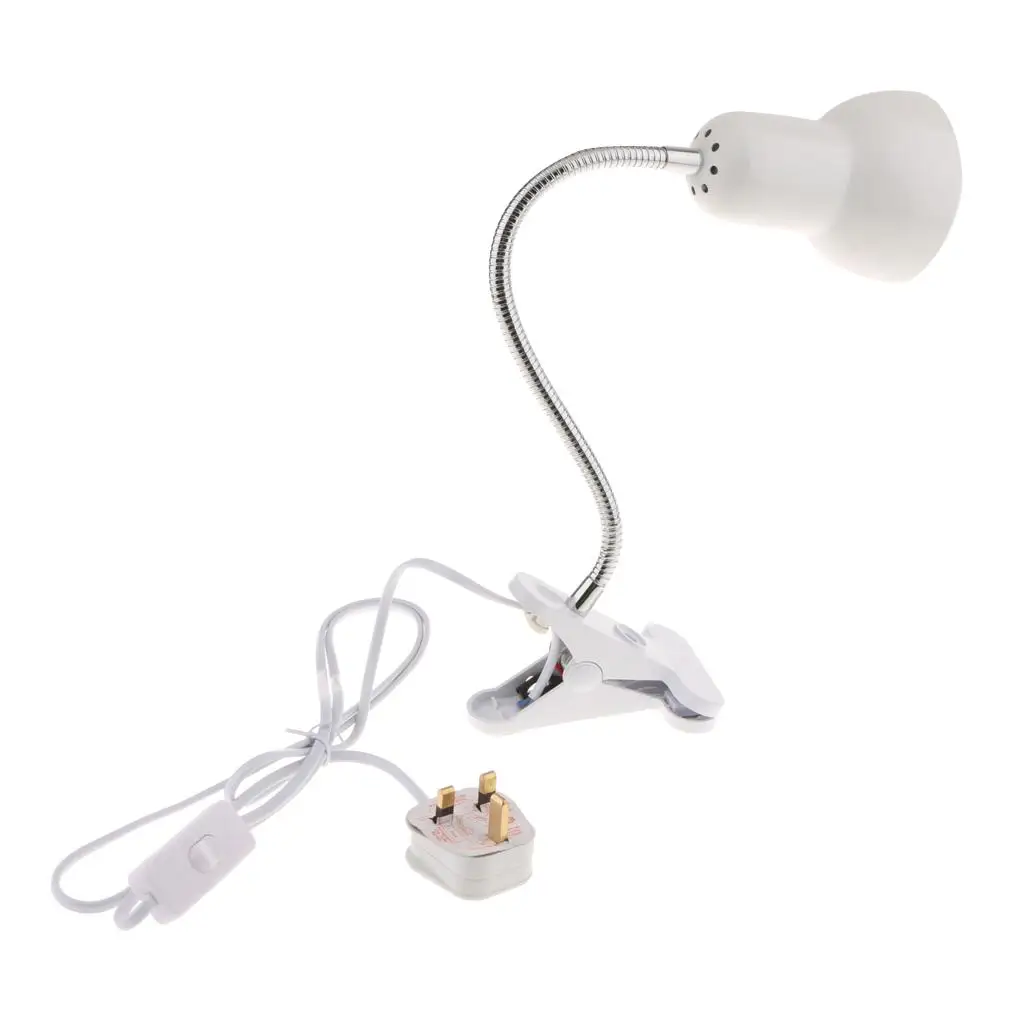 Reptile Lamp Holder E27 Socket Bendable Clip Lamp Heat Resistant Ceramic Lampshade for Snake Tank