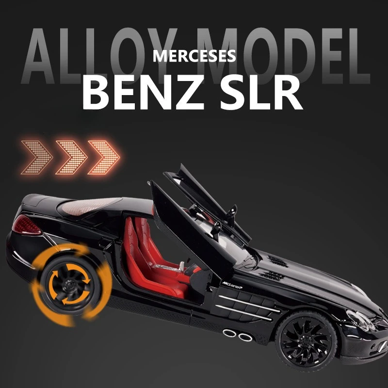 Simulatie 1:24 Schaal Benz SLR Legering Model Auto Diecast Speelgoed Voertuig met Geluid en Licht Trek Jongens Gift Collectie Miniatuur