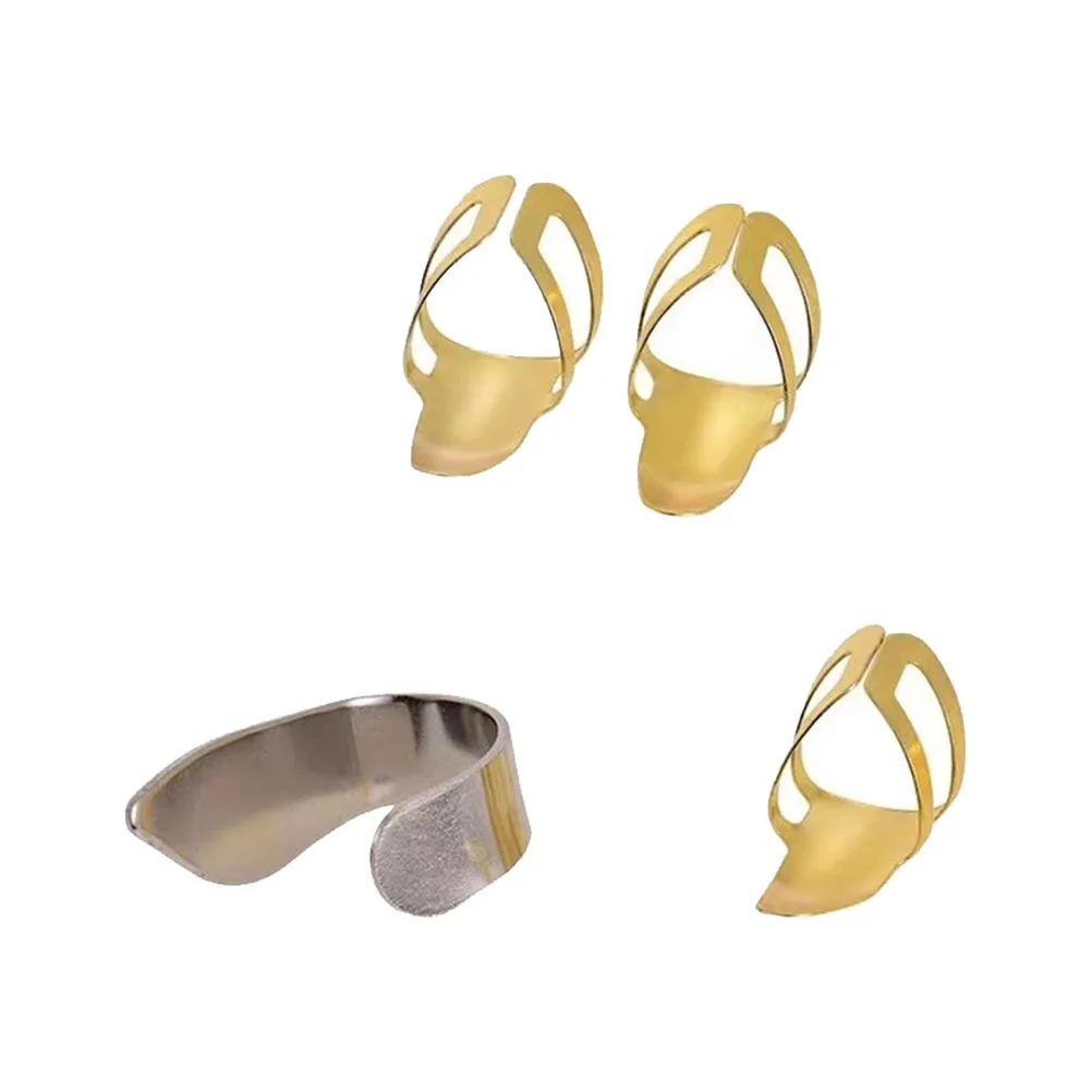 

Stainless Steel Guitar Finger Picks Set Durable Anti-Rust Finger Protectors Enhanced Control Performance Practical