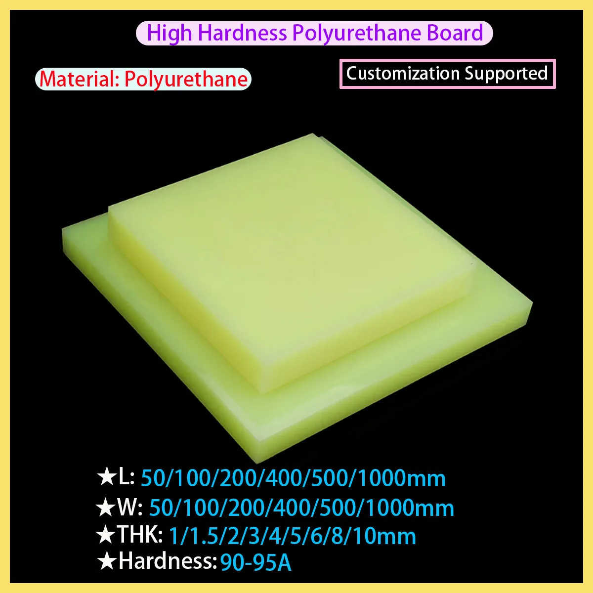 90A Polyurethane Elastic Rubber Sheet 2/3/4/5/6/8/10/12/15/20/25/30mm