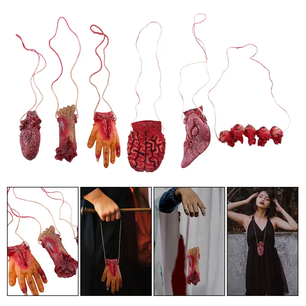 

6 Pcs Simulated Hand-breaking Pendant Halloween Bloody Props Body Parts Decorations Appliance Broken Severed Pu Hanging