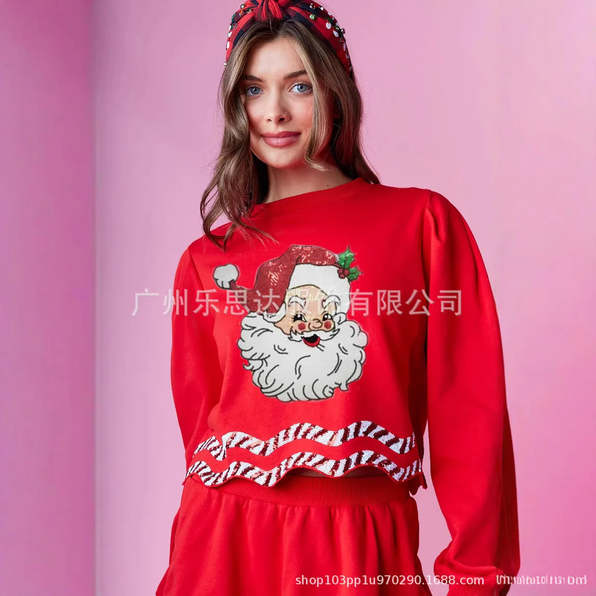 Women's Pajamas Set Autumn Winter Christmas Santa Claus Sequined Long Sleeved Shorts Set for Women Short Sets Loungewear