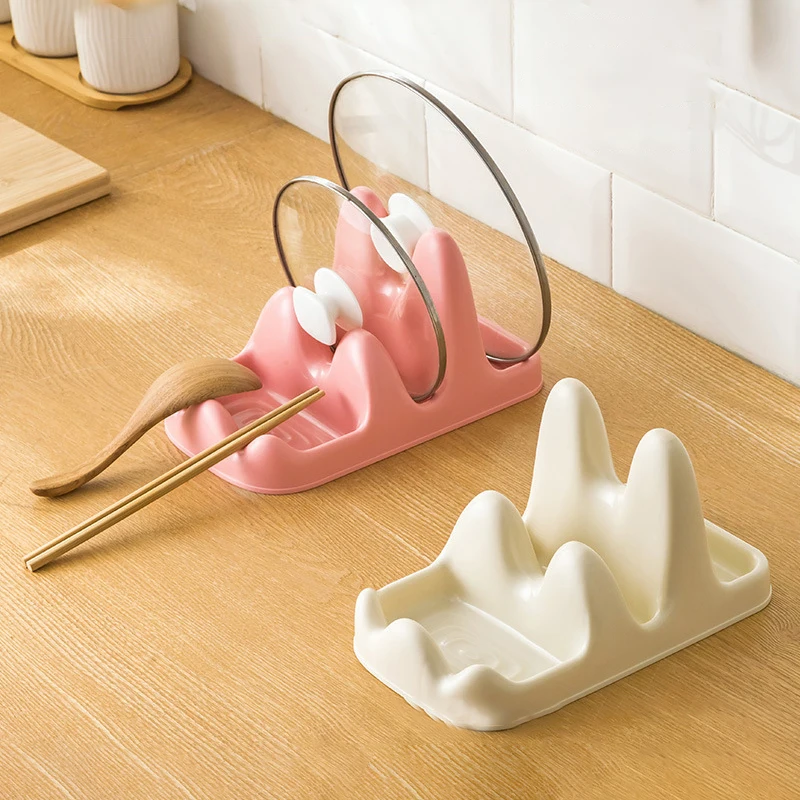 Plastic Pot Lid Shovel Storage Rack Spoon Holder Cooking Tool Storage Rest Heat Resistant Storage Shelves Kitchen Supplies