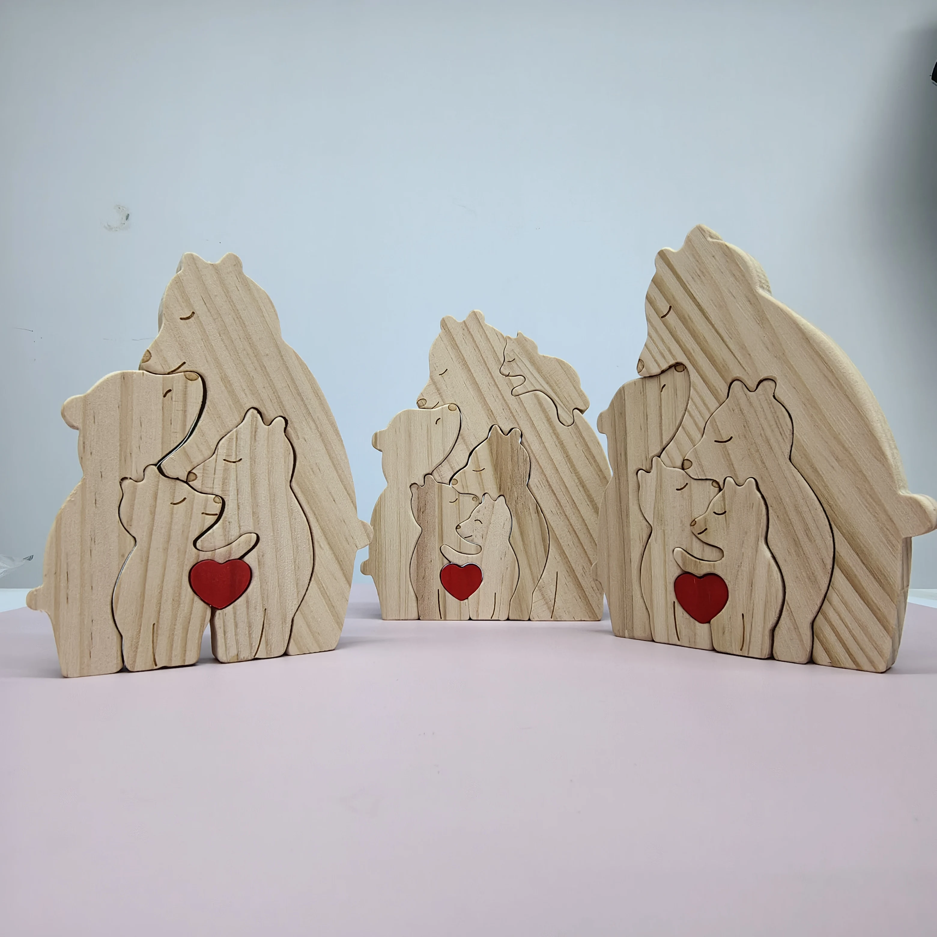 Solo Mother Bear Family Wooden Puzzle Free Engraving Personalized Custom Decoration Figurines Mother's day gift Birthday Gift