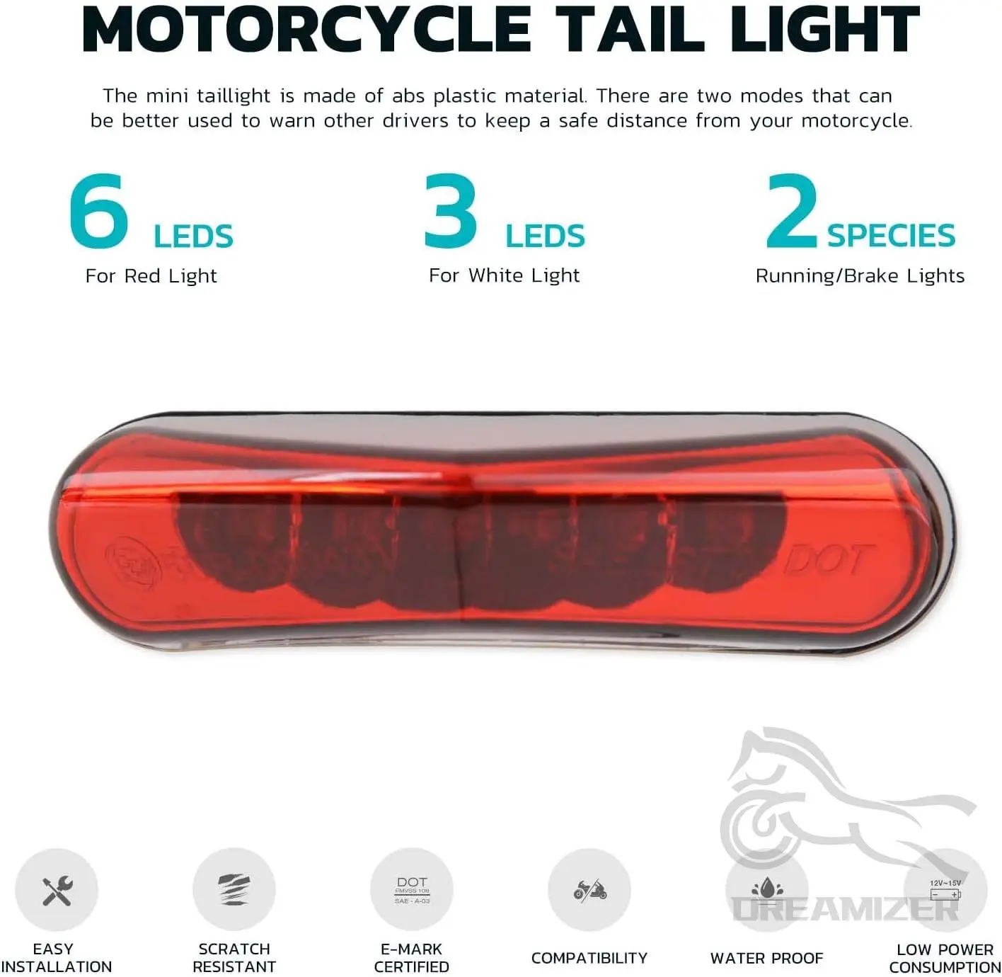 دراجة نارية مصباح ليد خلفي ترخيص 12 فولت مصباح مكبح خلفي ل حفرة الترابية دراجة ATV المروحية سكوتر كروزر رقم لوحة الضوء الخلفي #5