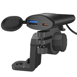 USB Motorcycle Charger Type-C +A Waterproof Fast Charger Socket Adapter Handlebar Mounting Bracket Charger 12V/24V Motorcycle