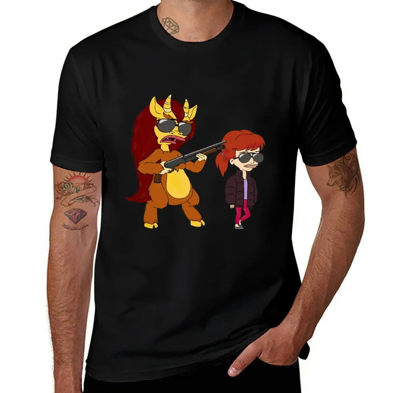

BIG MOUTH Jessi Glaser & Connie the Hormon Monster with sunglasses T-Shirt animal prinfor boys summer 2025 mens designer t shirt