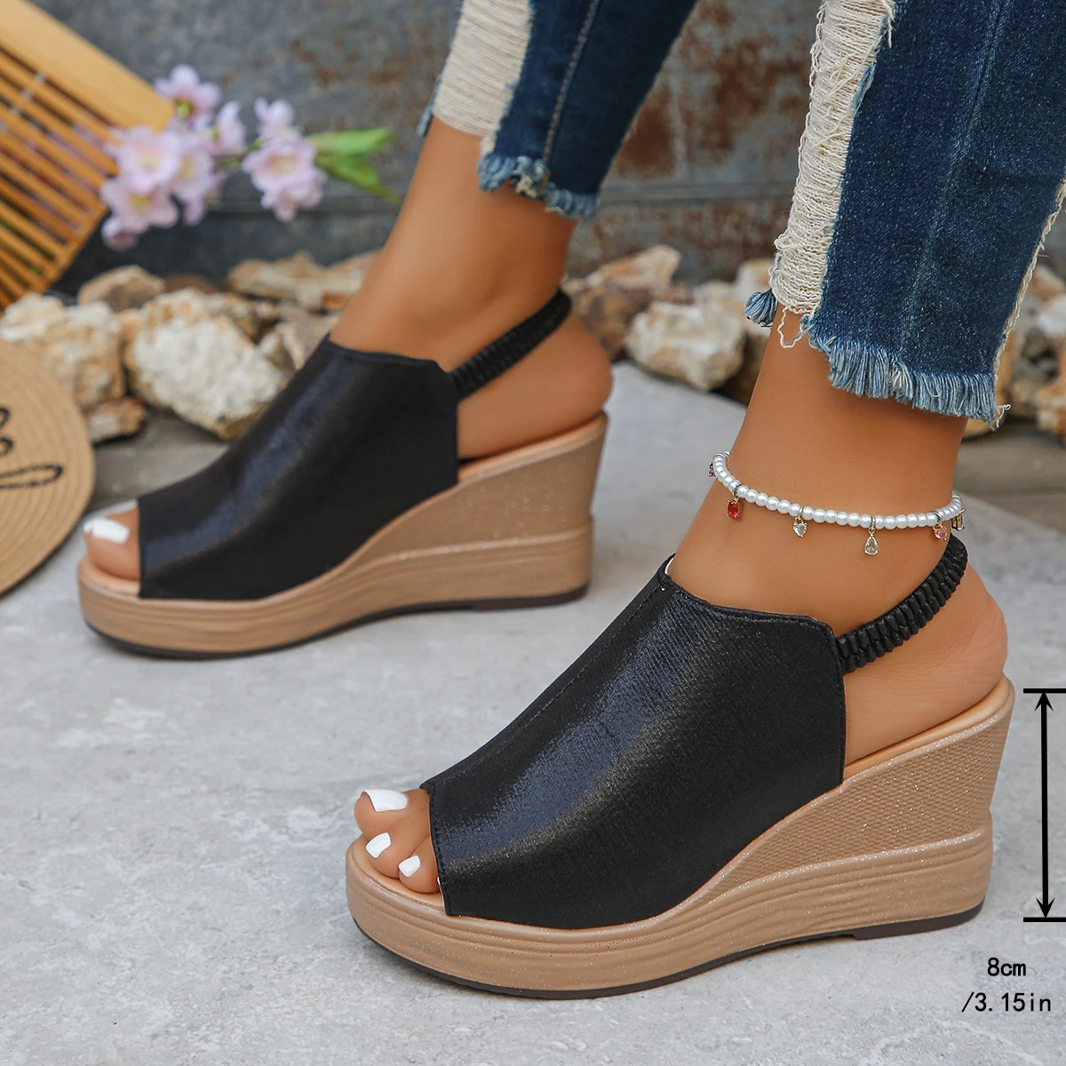 Sommerliche, elegante, modische und bequeme Keilsandaletten mit Fischmaul-Design für Damen, heiß begehrt.