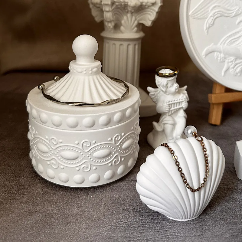 Vintage Carving Jar Clay Silicone Molds DIY Storage Box Gypsum Plaster Resin Mold Candle Jewelry Organizer Making Mould