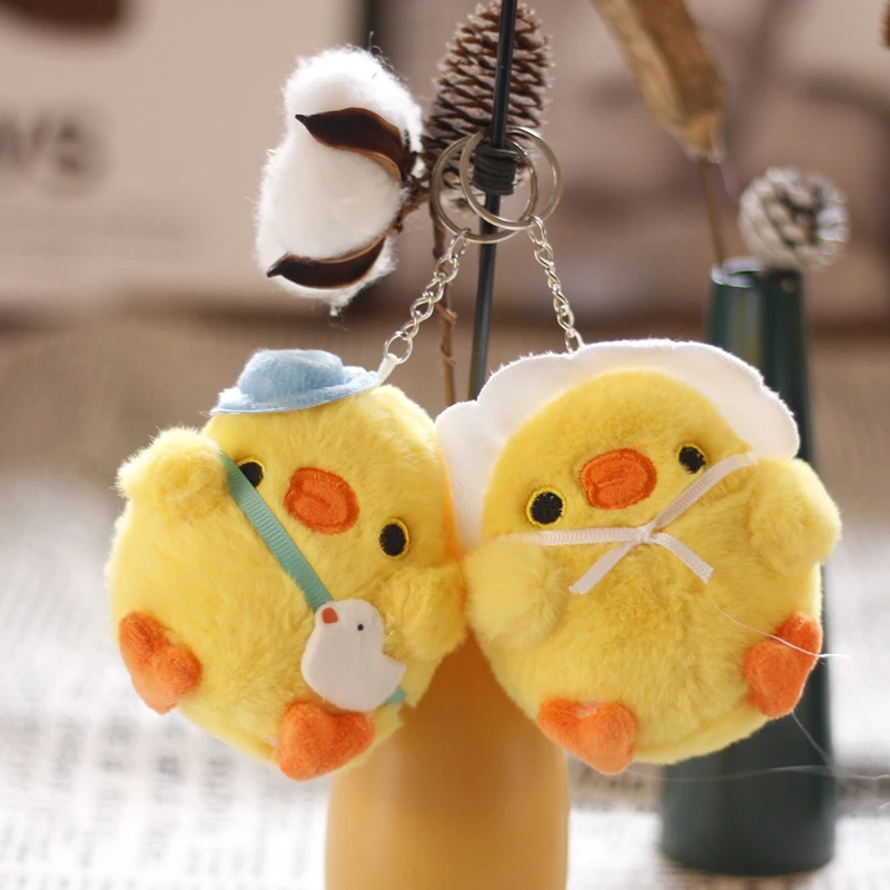 Cartoon Plush Little Yellow Chicken Toy Doll Keychain Pendants Lovely Mini Chicken Bag Keychain Pendants Cute Plush Toys Pendant