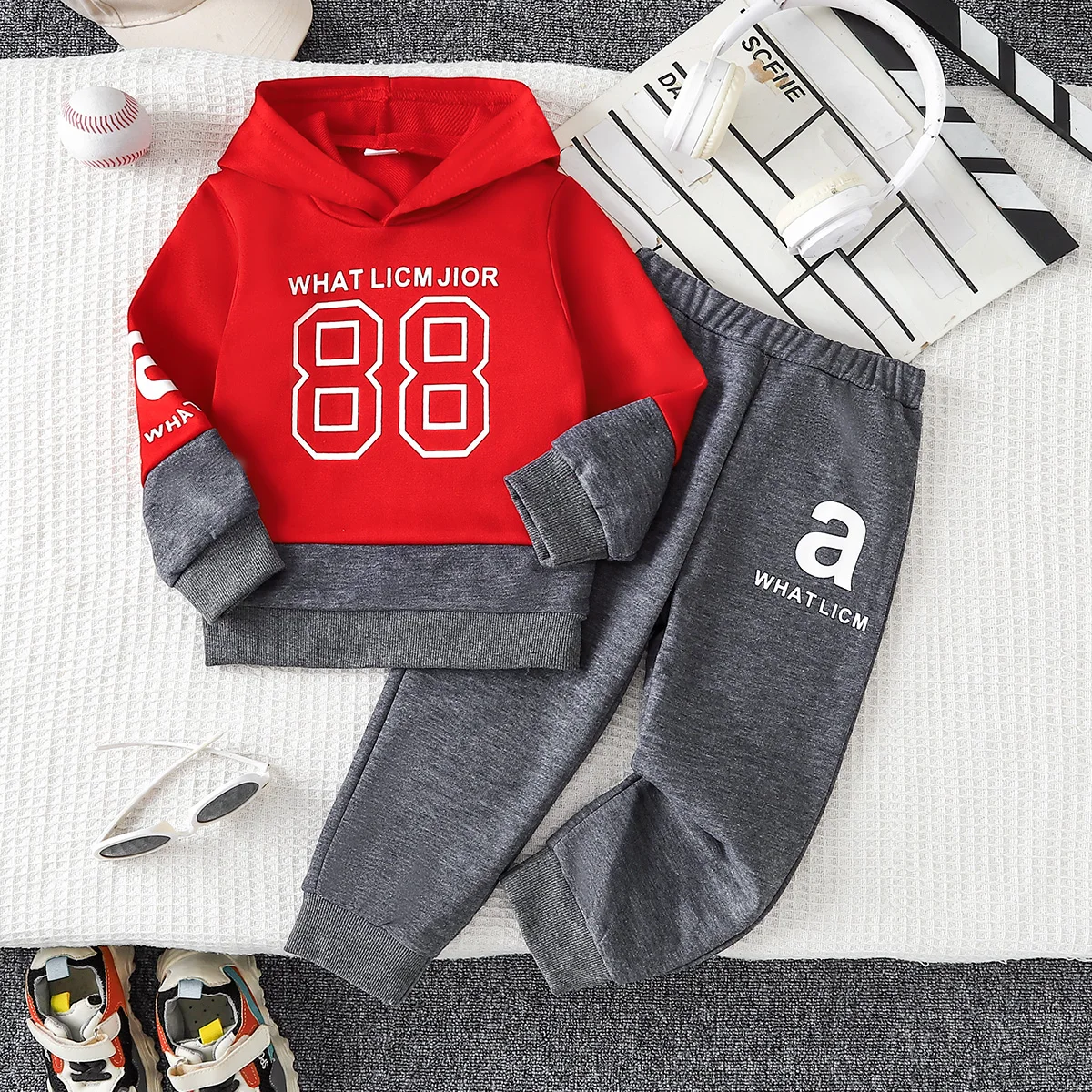 2Pcs 2Pcs Fall Winter Boys Outfit,1-5Y Kids Color Block Hooded Sweatshirt & Jogger Pants,Trendy Number Print Soft Thick Casual Tracks - Aliexpress Deal