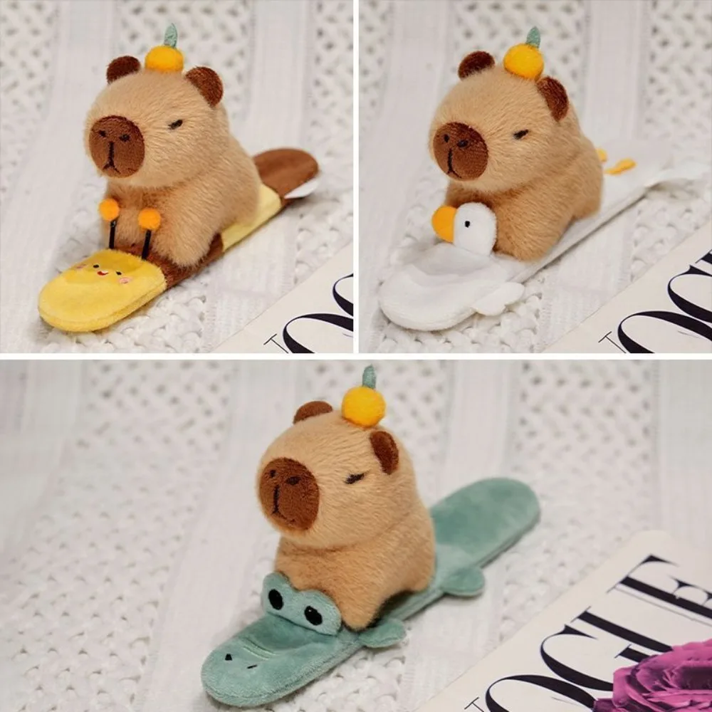 Capybara Slap Snap Wrap Capibara Plushie Wristband Bracelet Kawaii Cute Dog Cat Plush Toy Hand Ring Creative Funny Gift