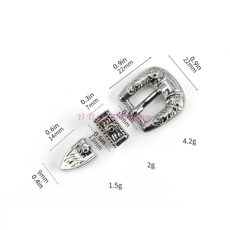 N5KF Engraved Flower Belt Buckle Set for Waist Belt Replaceable Waist Band Repair