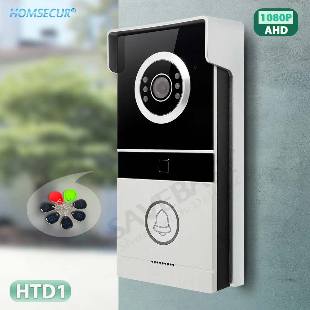 كاميرا جرس الباب عالية الدقة 4 أسلاك HTD1 سطح جبل 120 ° عرض زاوية الوصول RFID لـ HOMSECUR 1080P فيديو باب الهاتف الداخلي للمنزل #1