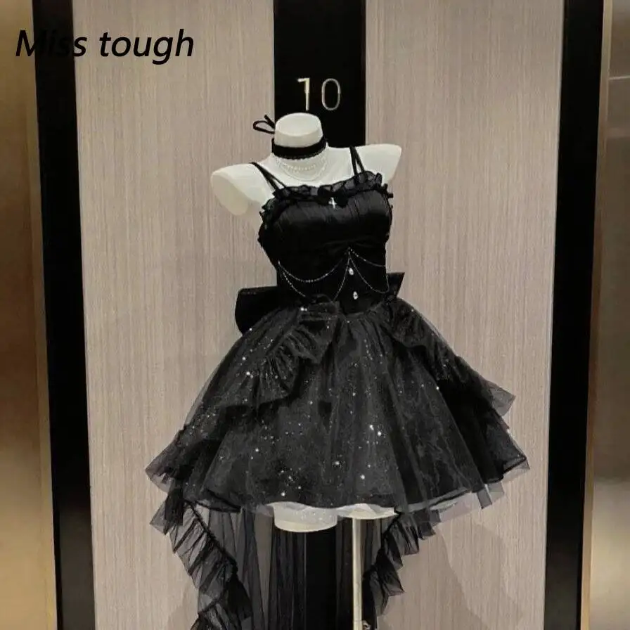 Y2k Französisch Elegante Prinzessin Weibliche Mini Rock Chic Koreanische Mode Spitze Figur-umarmt Abnehmen Doppel-schicht Design Puffy kleider