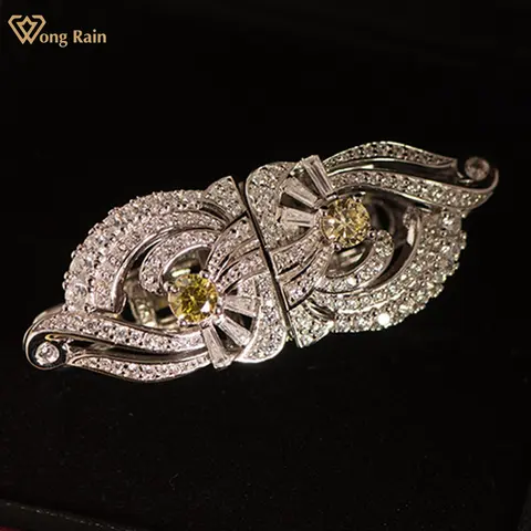 Wong Rain-Broche élégante en argent regardé 925, diamant à haute teneur en carbone, pierre précieuse, broche kling de Rotterdam, bijoux de fête de mariage, cadeaux de papeterie