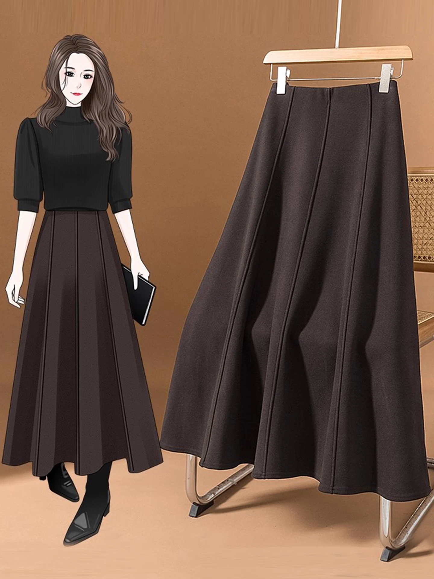 

Autumn Winter Tweed Skirt Medium plus Size Sli Korean Sle ape Sand Glass ape Pear ape a Line Skirt