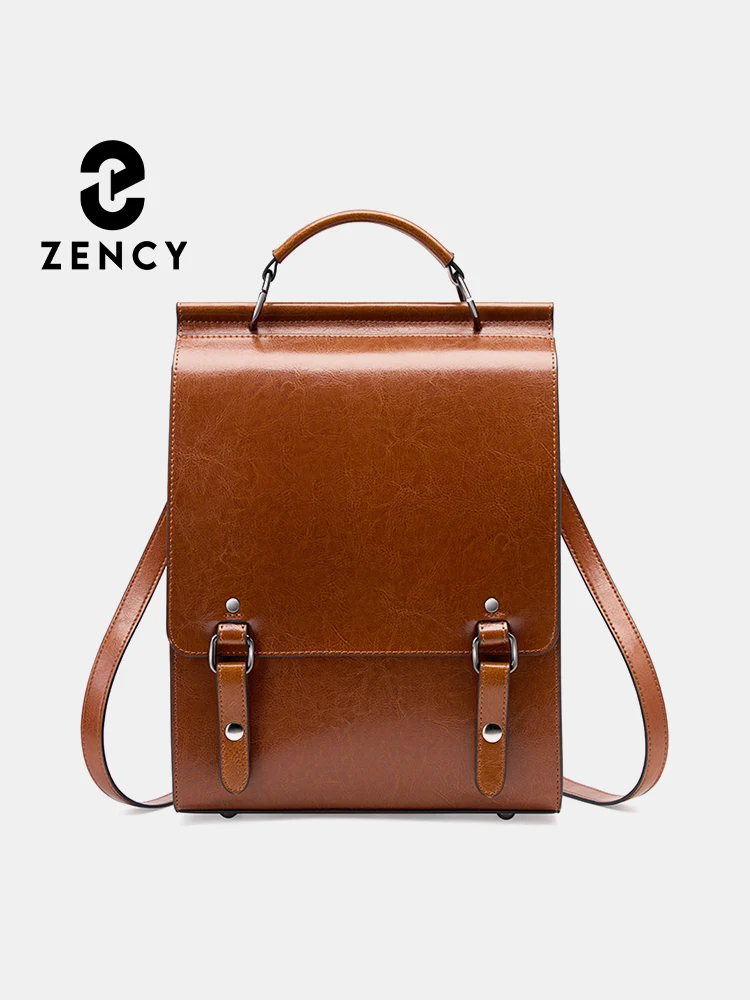 Zency Women\'s Luxury Backpack Trend Retro A4 Backpack Preppy Style Student Satchel Laptop School Bags Office Ladies Bags 2024