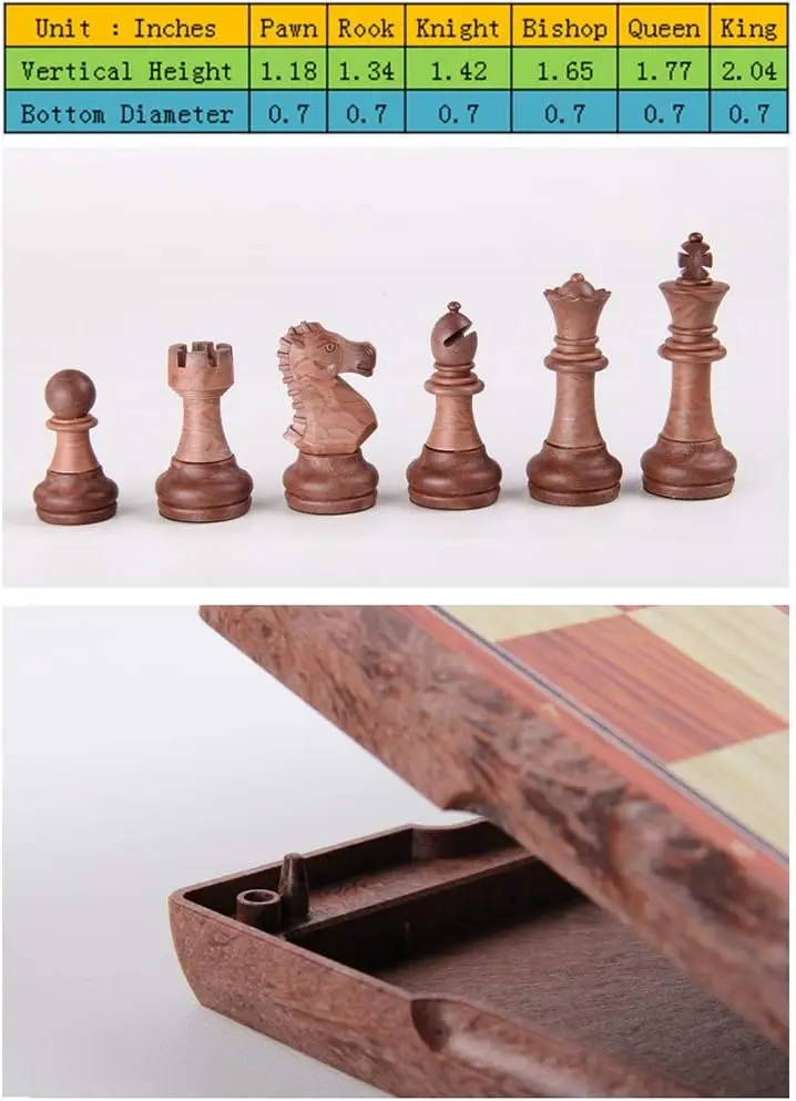 مجموعة شطرنج مغناطيسية قابلة للطي، مقاس 11 × 9.64 بوصة، لعبة سفر محمولة مع أكياس تخزين للأطفال والكبار