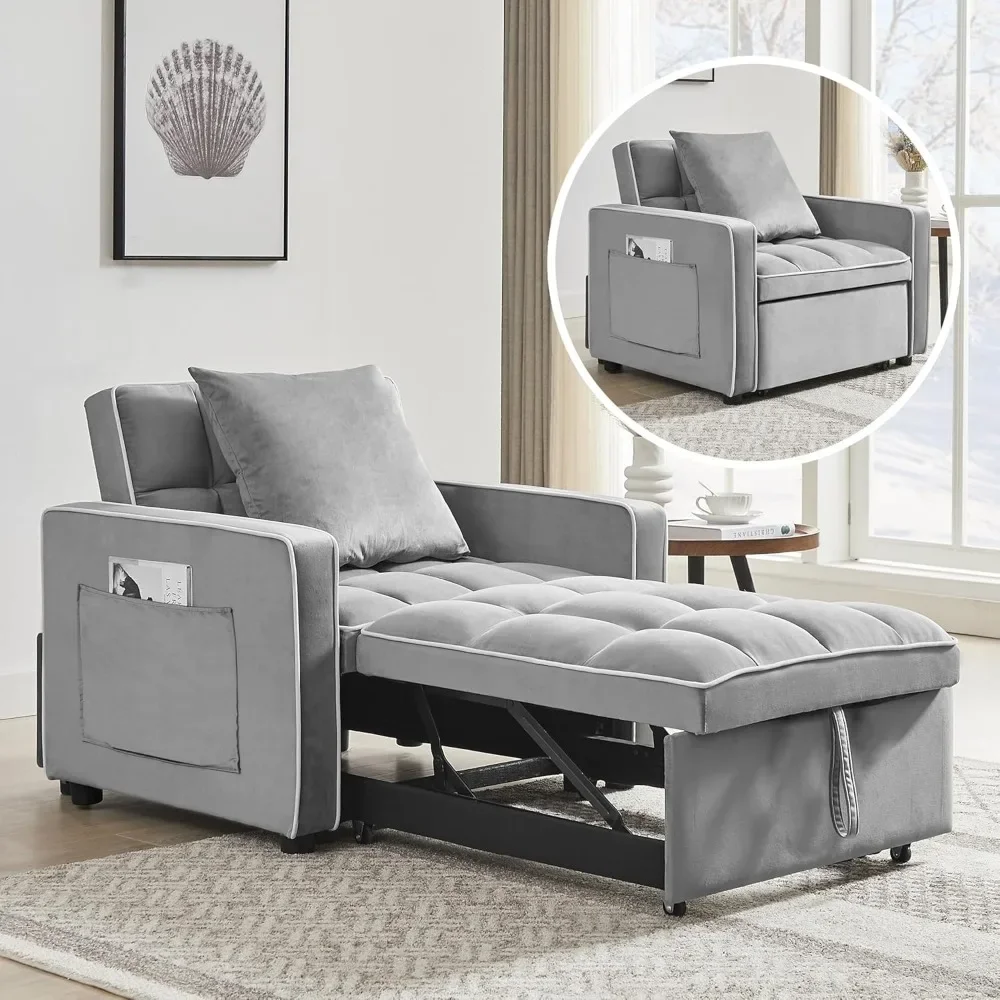 

3 in 1 Sleeper Chair Bed, Convertible Sofa Bed with Side Pocket,Adjustable Backrest ,Chair Bed Sleeper for Adults in Living Room