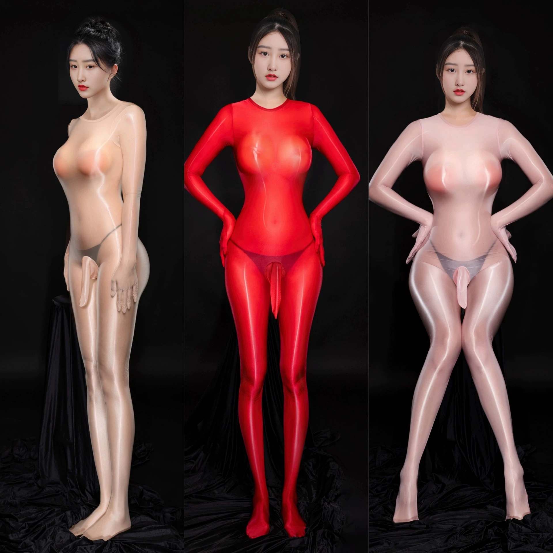 الكبار XL الجوارب مغر انظر من خلال تخزين بذلة لامعة مثير حقيبة U-بروحق الرجال القضيب كم شفافة ارتداءها #3