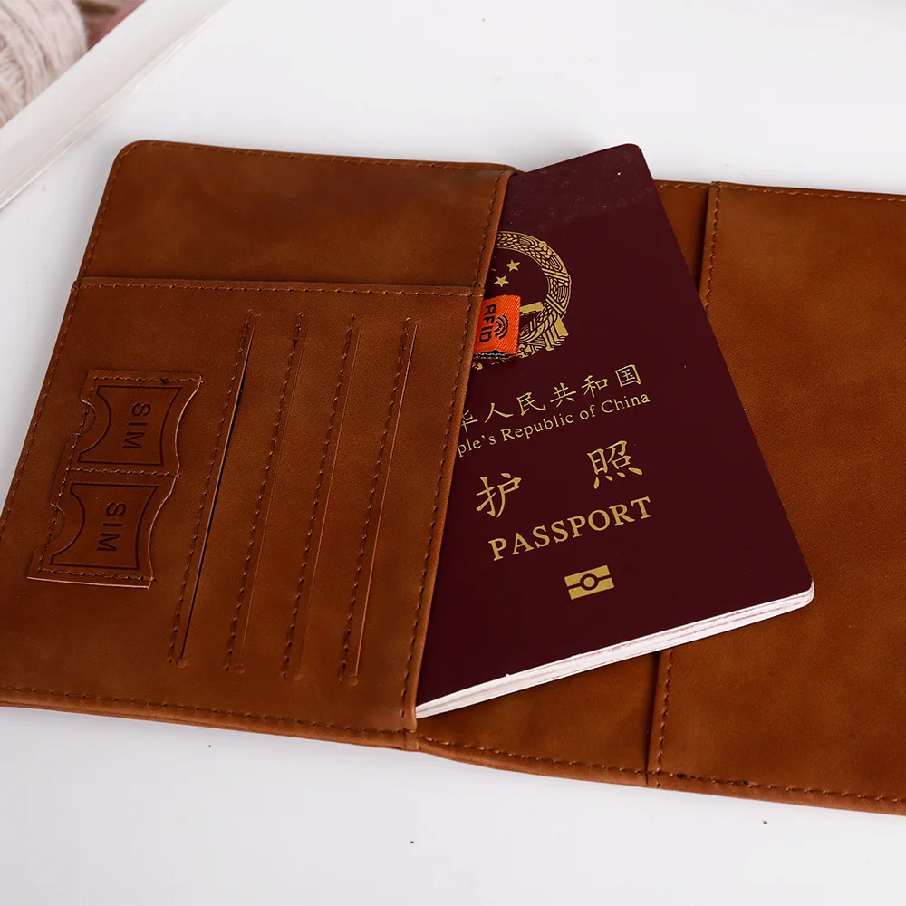 Free Custom Name RFID Vintage Passport Covers Holder Multi-Function ID Bank Card PU Leather Wallet Case Travel Accessories