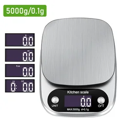 Household Kitchen Scale Electronic Food Scale Baking Scale Measuring Tool Stainless Steel Platform With Lcd Display 5kg/ 0.1g