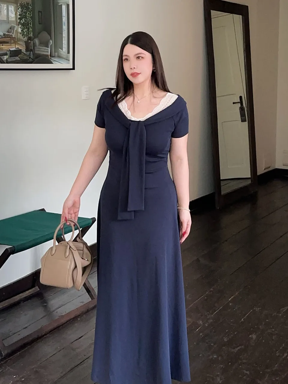 

Ретро-платье большого размера с кружевными вставками, приталенное, с V-образным вырезом, коротким рукавом, длинное, элегантное, для повседневной носки, на свидание, для вечеринки, кэжуал-платье