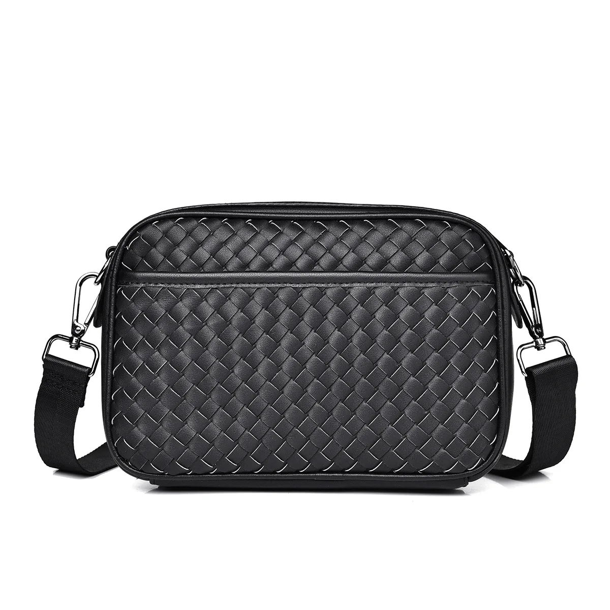 WEIXIER Business Men 2024 New Commuting PU Weaving Brand Shoulder Fashion Crossbody Bags High Capacity Proof Man Functional Bag