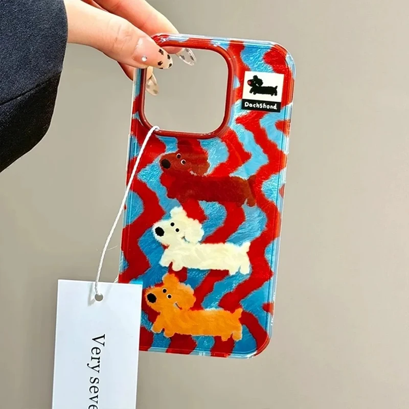 Cartoon Striped Sausage Dog Phone Case for Xiaomi Redmi 14C 13 13C 12 A3 A2 A1 10 10C 9 9A 9C 8 K60 K40 Plus Ultra 4G 5G Cover