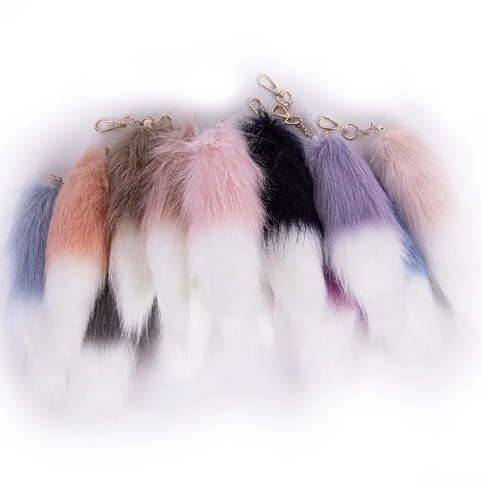 جديد أفخم الثعالب الراكون الذيل سلسلة مفاتيح سحرية لطيف الكرتون الفراء قلادة سيارة كيرينغ ظهره الديكور مجوهرات الأزياء للنساء