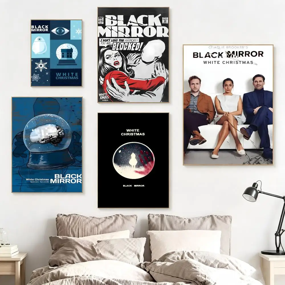 Classic Movie B-Black Mirror White Christmas Poster impermeable para el hogar sala de estar dormitorio bar decoracion estetica